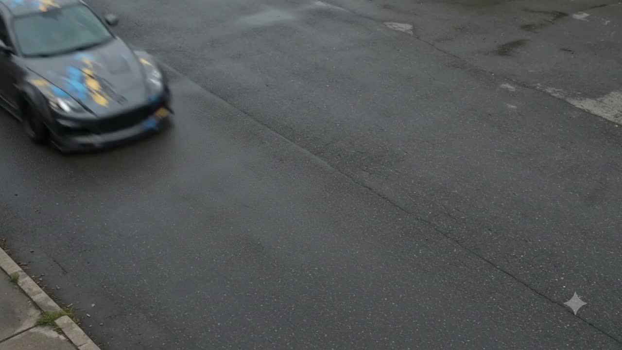Auto cruzando puente roto